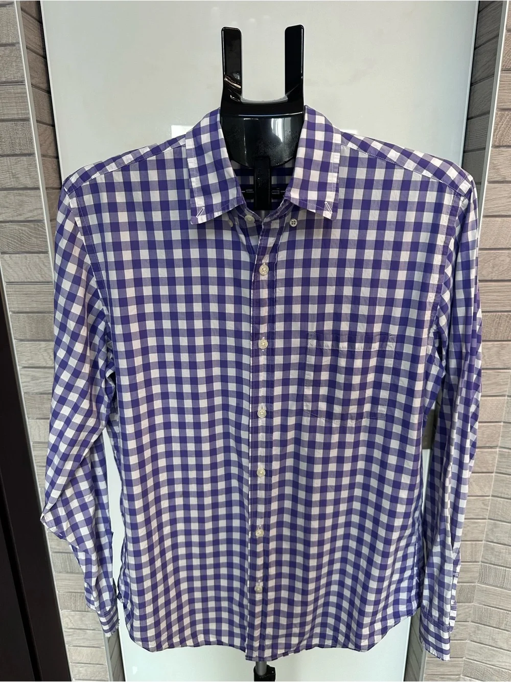 J. Crew Light Weight Purple and White Gingham Button-Down Shirt